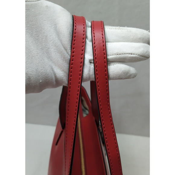 Kate Spade New York Red Leather Double Handles Zipper Closure Tote Shoulder Bag - Picture 4 of 12